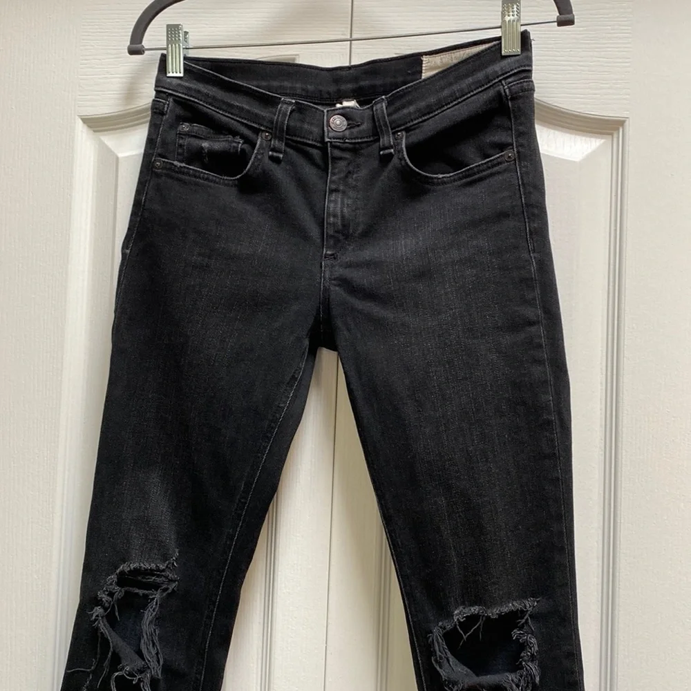 rag & bone Black High-Rise Distressed Skinny Jeans - Picture 2 of 16